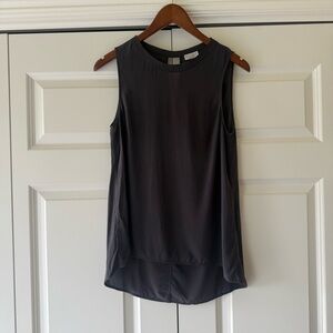 Brunello Cucinelli Silk Sleeveless Scoop-Neck Top – Charcoal Gray – Size S